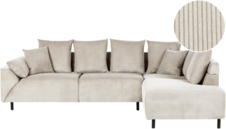 4-Sitzer Ecksofa Cord beige linksseitig LUNNER