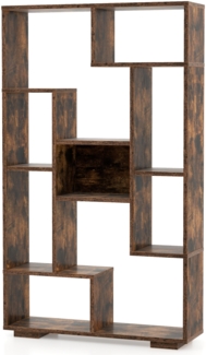 Modernes Bücherregal mit Offenen Ablagen & Kippschutz Geometrisches Mehrzweckregal Braun