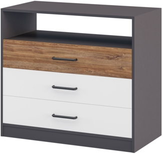 Kommode Schubladenkommode Varden 83x45x84cm graphit weiß Eiche Sterling