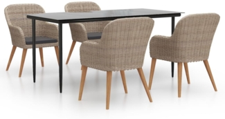 vidaXL 5-tlg. Garten-Essgruppe mit Kissen Braun 3156730