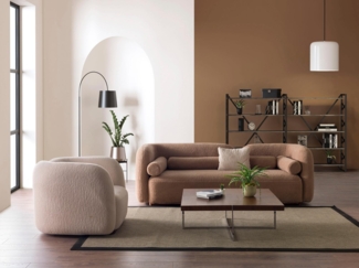 Sitzgruppe/Sofa Set - Wohnzimmergarnitur "Fleuron" 3+3+1+1-Braun/Beige