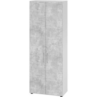 mcbuero. de Schrank 6OH BxTxH 80x42x215,6cm Griff BS Grau/Beton