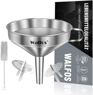 Walfos Edelstahl Trichter 200 Mesh Filter Jam Straining 2 abnehmbare Siebe