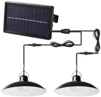 Sunicol LED Solarleuchte 1 Solar panel und 2 Lampe, energiesparend, dimmbar mit Fernbedienung, LED Solarleuchte, LEDs, Warmes Weiß, Weiß, IP65 Wasserdicht