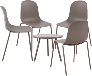 CLP 4er Sitzgruppe Berdin Set 1 Tisch 4 Stapelstühle wetterfest UV-beständig,taupe