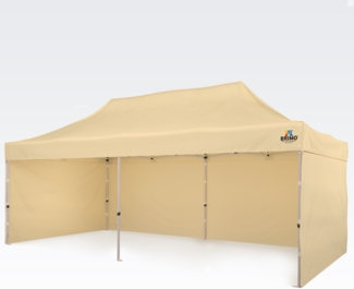 Verkaufszelt 3x6m - mit 3 Wänden - Beige