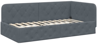 vidaXL Eckbettgestell mit Kopfteil Dunkelgrau 90x190 cm Samt 42016524
