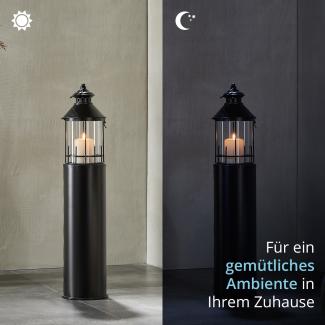 KHG Laterne Leuchtturm 72 cm mit Kerze aus Metall/Glas in schwarz, Kerzenständer, Kerzenhalter, Outdoor und Indoor, Deko, Glaseinsatz, für Wohnzimmer, Balkon, Terrasse, Garten usw.