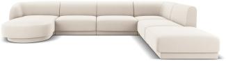 Micadoni 6-Sitzer Samtstoff Ecke rechts Sofa Miley | Beinfarbe Black Plastic, Helles Beige