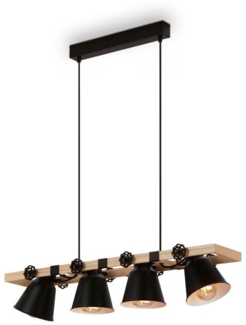 Briloner Leuchten LED Pendelleuchte 4406-045, ohne Leuchtmittel, 2700K - Extra-Warmweiß, Hängelampe, 85x16x105,2cm, Schwarz, max. 40W, E27, Esszimmer, Küche