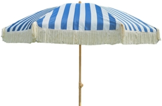 Meinposten Sonnenschirm Strandschirm Schirm gestreift mit Fransen maritim UV Schutz Ø 180cm, abknickbar