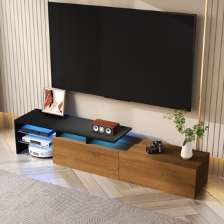 Modernes TV-Schrank,170×33×33.5 cm,Holz und Schwarz,modernes Design, viel Stauraum