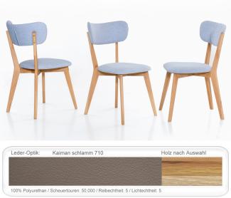 Holzstuhl Norina 12 Polsterstuhl Varianten Esszimmerstuhl Küchenstuhl Eiche bianco geölt, Kaiman schlamm