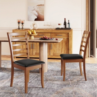 COSTWAY Esszimmerstuhl, Küchenstuhl Holz, Esstisch Stühle mit gepolsterter Sitz