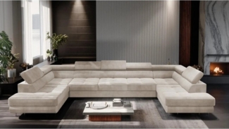 NEXT COLLECTION Ecksofa WILD MAXI U2, Schlaffunktion, verstellbare Kopfstützen, Hohe Metallfüße, 2x Bettzeug-Container, Symmetrische Möbel