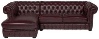 Vente-unique - Chesterfield Ecksofa - Ecke Links - Büffelleder - Dunkelbraun - BRENTON