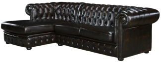 Vente-unique - Chesterfield Ecksofa - Ecke Links - Büffelleder - Dunkelbraun - BRENTON