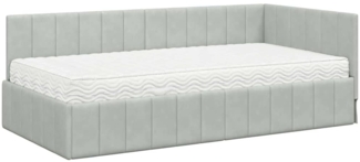 vidaXL Eckbettgestell mit Matratze Hellgrau 90 x 200 cm Samt 3393858