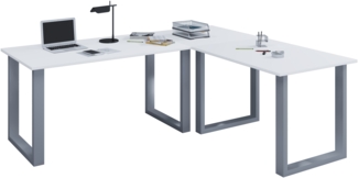 VCM Schreibtisch Lona 916379 Silber / Weiß H. 76 x B. 220 x T. 190 cm