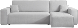 Selsey 'Scarlo L' Ecksofa mit Schlaffunktion, Cordbezug in Hellgrau, 83 x 244 x 145 cm