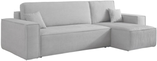 Selsey 'Scarlo L' Ecksofa mit Schlaffunktion, Cordbezug in Hellgrau, 83 x 244 x 145 cm