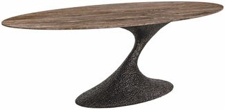 Casa Padrino Luxus Aluminium Esstisch mit Travertin Tischplatte Braun 235 cm