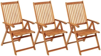 vidaXL Klappbare Gartenstühle 3 Stk. mit Auflagen Massivholz Akazie 3064090