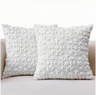 Coonoor Kissenbezug Weihnachten Wolle Kissenbezüge Weicher Plüsch Kurzer Wollsamt, (2 Stück)