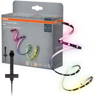 OSRAM FLEX AUDIOTV 2M RGB LED-Streifen, weiß, 3,7W, 50lm, integrierter Sound-Receiver, Farbsensor, lange Lebensdauer, einfache Montage, mit USB-Anschluss, selbstklebend, Schutzklasse IP20