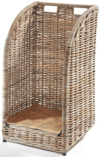Kobolo Kaminholzkorb Kaminholzwagen aus Rattan kubu grey mit Leinenstoff