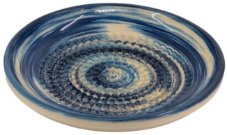 Kaladia Multireibe Reibeteller in Blau/Weiß mit Streifen - zum Zerkleinern von Zutaten, Keramik, handbemalte Küchenreibe aus Keramik - Made in Spain