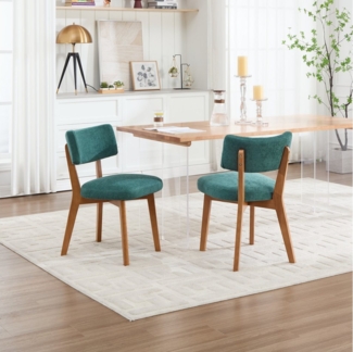OKWISH 4-Fußstuhl Esszimmerstuhl (2er-Set mit Massivholzbeinen & gepolstertem Stoff), Polsterstuhl, ergonomisch