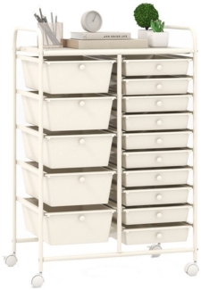 COSTWAY Rollcontainer, Bürocontainer mit 15 stapelbaren Schubladen & Rollen