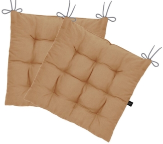 LILENO HOME Stuhlkissen Sitzkissen für Gartenstuhl, Küchenstuhl oder Esszimmerstuhl 40x40x6 cm, Bequeme Indoor u. Outdoor Stuhlauflage als Stuhl Kissen Caramell