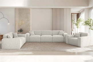 Sofaset Designersofa CELES PREMIUM 3-2-1 in Stoff Sven Altweiß