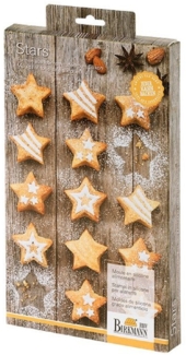 Birkmann 252608 Mini-Cakes Stars, klein 15-Fach, Silikon, Durchmesser 4 cm, mit Rezepten Silikonbackform, Rot