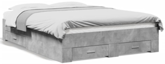 vidaXL Bettgestell mit Schubladen Betongrau 140x190 cm Holzwerkstoff 3280401