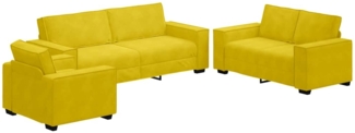 vidaXL 3-tlg. Sofagarnitur mit Kissen Gelb Samt 3324624