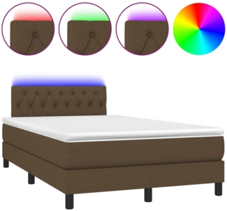 vidaXL Boxspringbett mit Matratze & LED Dunkelbraun 120x190 cm Stoff 3270063