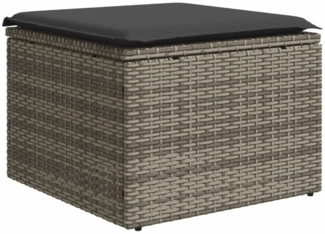 vidaXL Gartenhocker mit Kissen Grau 55x55x37 cm Poly Rattan 366117