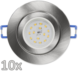 Einbauleuchten-Set McShine, 10xRahmen, 10x LED-Modul, 5W, 400lm, 230V, Edelstahl