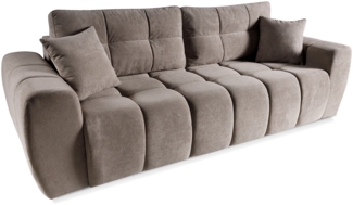 MEBLINI Sofa mit Schlaffunktion – FUTU – 263x105x93cm – Braun Plüsch – Schlafcouch Ausziehbar - Schlafsofa mit Bettkasten - Sofabett - Couch mit Schlaffunktion – Klappsofa