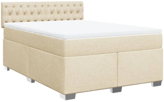 vidaXL Boxspringbett mit Matratze Creme 140x190 cm Stoff 3285895