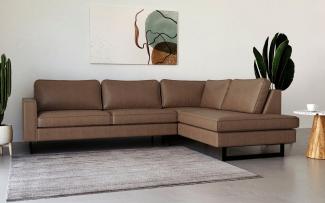 Places of Style Ecksofa Pinto, 290 cm, Ottomane links / rechts, Cord, Feincord, Luxus-Microfaser Leder und Chenille