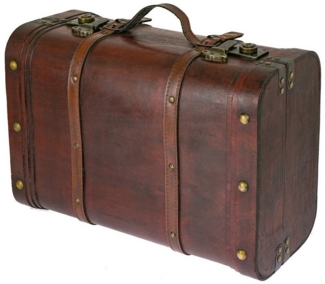 HMF Schatzkiste Schatztruhe aus Holz mit dekorativen Schnappverschlüssen (1 St), Vintage Koffer, 45 x 30,5 x 20 cm, Peru