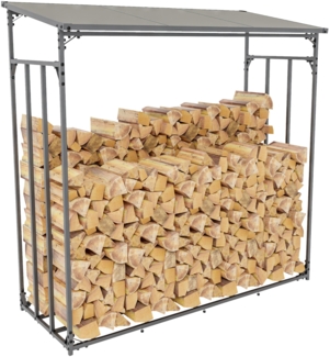 DELUKE® Kaminholzregal aussen mit Abdeckung HEOD - für Feuerholz Brennholzregal aussen Kaminholzunterstand Kaminholzständer draussen Feuerholzregal aussen, 70x165x165, Stahl, Ohne Plane