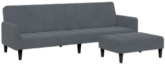vidaXL Schlafsofa 2-Sitzer mit Fußhocker Dunkelgrau Samt 3258099