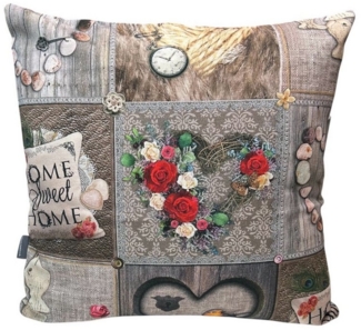 HOSSNER - HOMECOLLECTION Kissenbezug Sweet Home 40x40 cm, (1 Stück), Dekokissen bedruckt romantisch