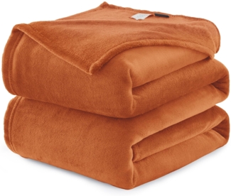 WAVVE Kuscheldecke Flauschig Decke Fleecedecke - Sofadecke 150x200 cm Warm Wohndecke Couchdecke, Orange Decke Weich Sofaüberwurf XL