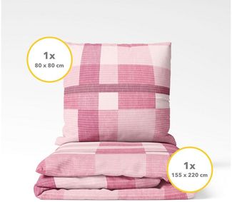 Träumschön Bettwäsche Premium Bettwäsche 135x200 oder 155x220 cm Baumwolle, Kariert rosa, Baumwolle, 2 teilig, mit Reißverschluss, luftig und leichte Sommerbettwäsche